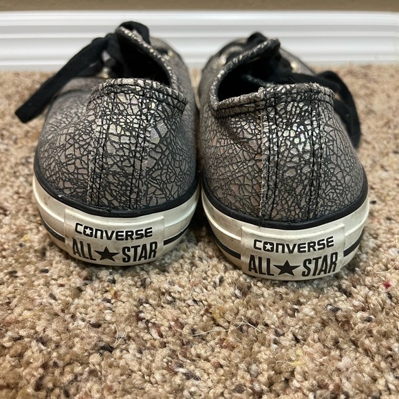 Converse All Star Multicolor Silver Shimmer Opal Cracked Leather Sneakers SZ 7 - Picture 11 of 12